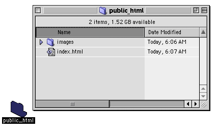 Notice the files and folders/directories are listed the same in a Finder window as in a Fetch window.